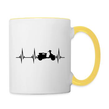 puls frequenz herzschlag roller clipart fahren ele - Tasse zweifarbig - Weiß/Gelb - Rechts