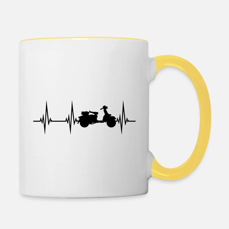 pouls fréquence cardiaque scooter clipart conduite ele - Mug contrasté - blanc/jaune