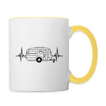 heartbeat pulse frequency caravan camping anhaeng - Contrasting Mug - white/yellow - Right