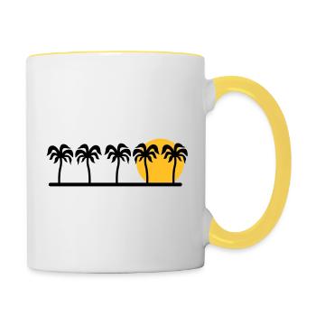 Palmen - Tasse zweifarbig - Weiß/Gelb - Rechts