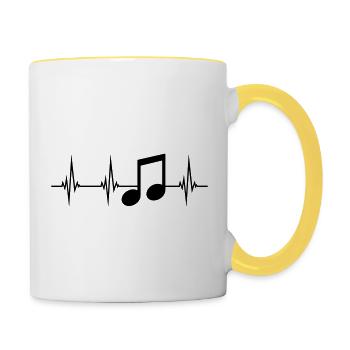 musique herzschlag puls fréquence signe fête m - Mug contrasté - blanc/jaune - Droite