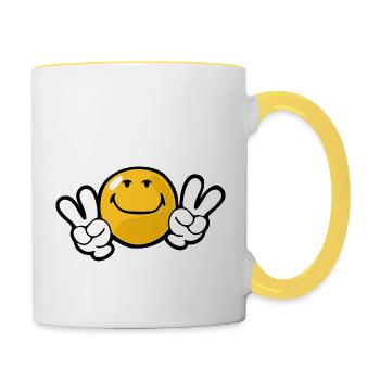 Smiley Confidence Ambition - Contrasting Mug - white/yellow - Right