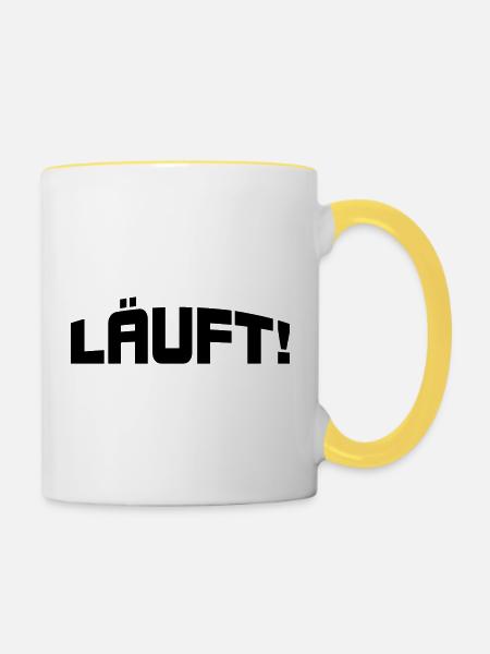 Läuft! - Tasse zweifarbig - Weiß/Gelb