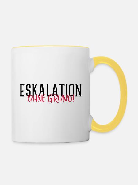 eskalation ohne grund - Tasse zweifarbig - Weiß/Gelb