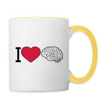 J'aime le cerveau - Mug contrasté - blanc/jaune - Droite