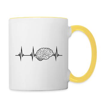 Conception du cerveau ECG - Mug contrasté - blanc/jaune - Droite