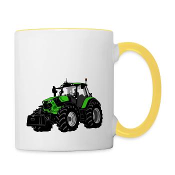 Traktor - Trecker - Schlepper - Landwirt - Tasse zweifarbig - Weiß/Gelb - Rechts