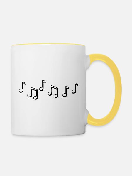 musiknoten - Tasse zweifarbig - Weiß/Gelb