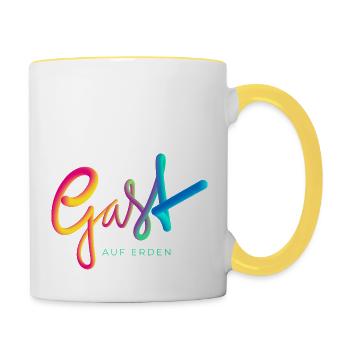 Gast auf Erden - Tasse zweifarbig - Weiß/Gelb - Rechts