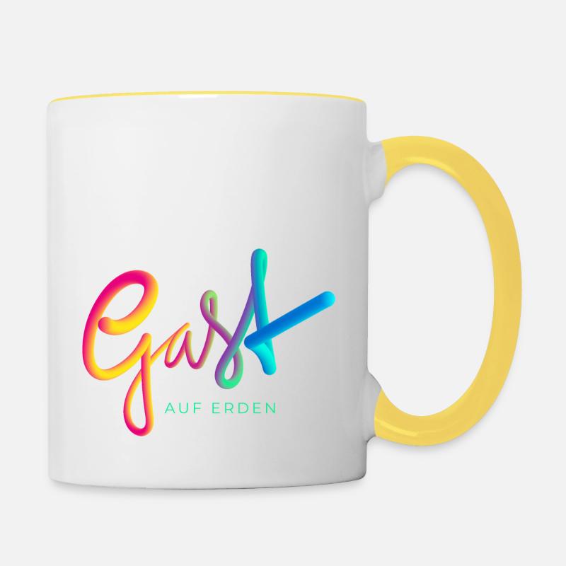 Gast auf Erden - Tasse zweifarbig - Weiß/Gelb