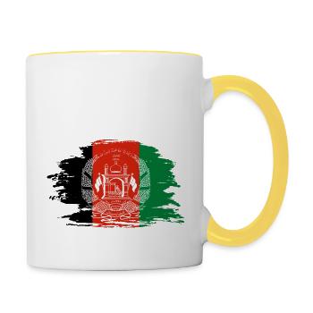 Afghanistan Drapeau afghan Drapeau Drapeau Armoiries - Mug contrasté - blanc/jaune - Droite