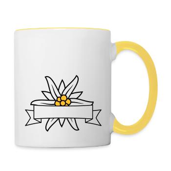Bannière texte Edelweiss - Mug contrasté - blanc/jaune - Droite