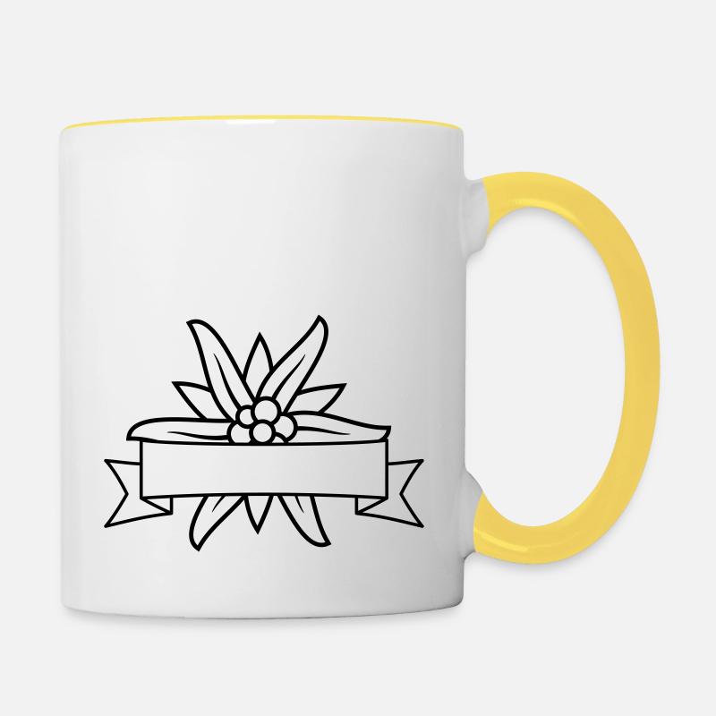 Banner Text Edelweiss - Tasse zweifarbig - Weiß/Gelb