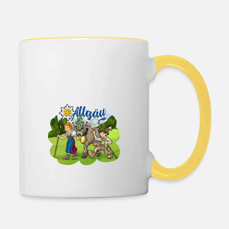 Allgäu - Tasse zweifarbig - Weiß/Gelb