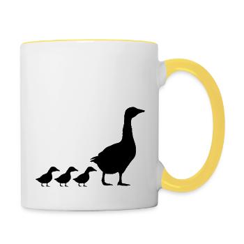 Geese family design - Contrasting Mug - white/yellow - Right