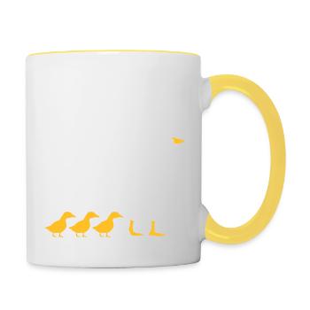 Family geese design - Contrasting Mug - white/yellow - Right