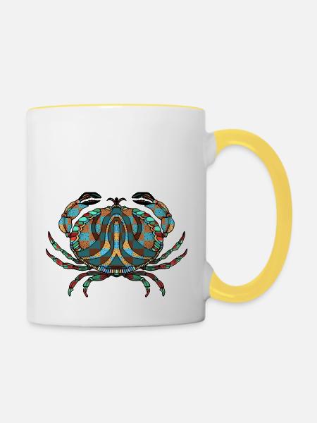 Krabbe - Tasse zweifarbig - Weiß/Gelb
