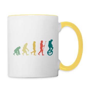 Monocycle evolution Monocycle Unicycling - Mug contrasté - blanc/jaune - Droite