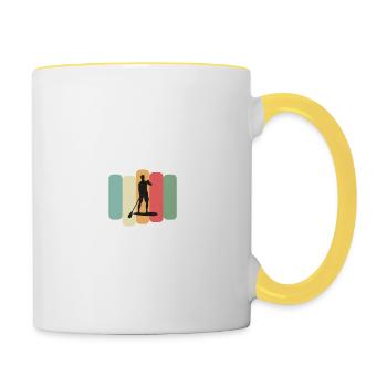 Stand up paddeling Sup, mit EKG Kurve - Tasse zweifarbig - Weiß/Gelb - Rechts