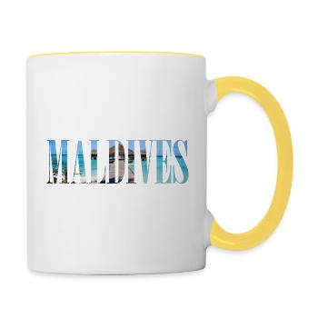 Maldives Voyage de rêve de Maldives vacances île - Mug contrasté - blanc/jaune - Droite