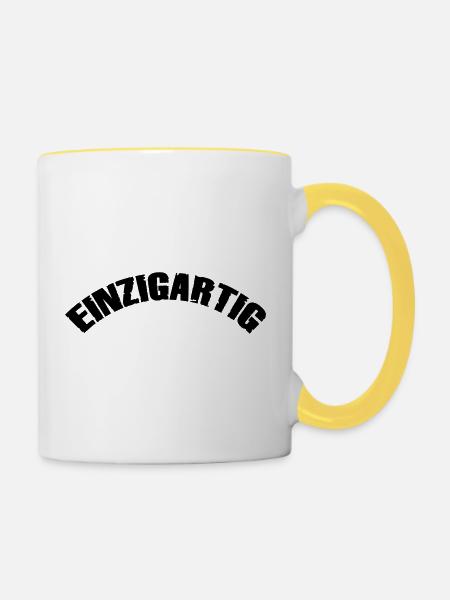 einzigartig - Tasse zweifarbig - Weiß/Gelb