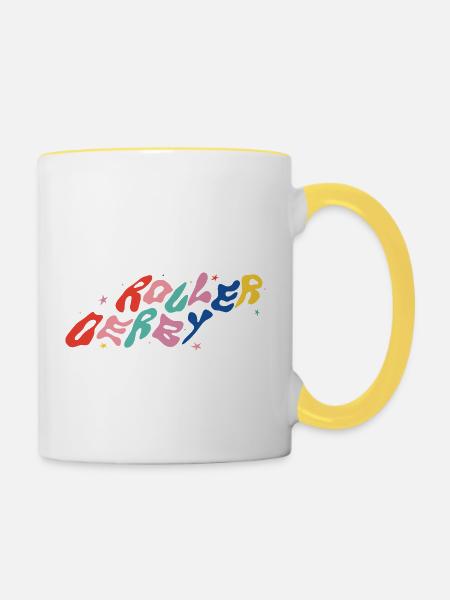 Roller Derby - Tasse zweifarbig - Weiß/Gelb