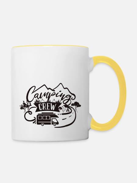 Campingplatz team - Tasse zweifarbig - Weiß/Gelb