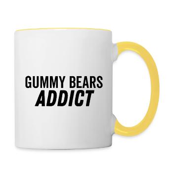 Gummibärchen süchtig - Tasse zweifarbig - Weiß/Gelb - Rechts