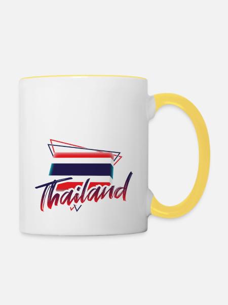 Thailand - Tasse zweifarbig - Weiß/Gelb