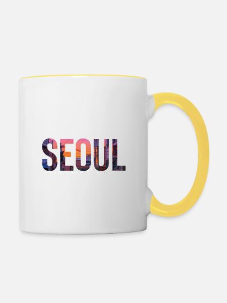 Reise Urlaub Seoul - Tasse zweifarbig - Weiß/Gelb