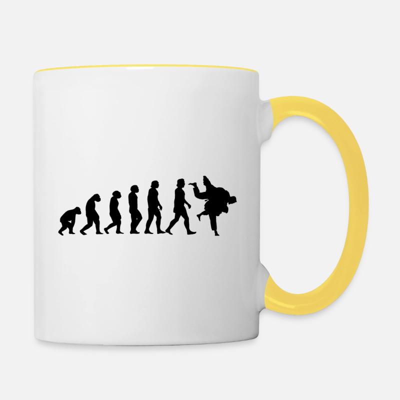 Evolution of Judo - Tasse zweifarbig - Weiß/Gelb