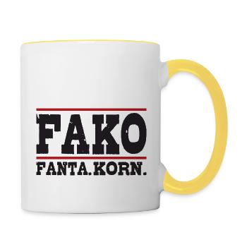 Dorfkinder Fanta Korn Lustiger Spruch Geschenk - Tasse zweifarbig - Weiß/Gelb - Rechts