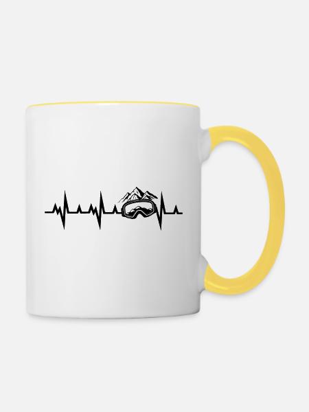 Snowboard Snowboarder - Tasse zweifarbig - Weiß/Gelb