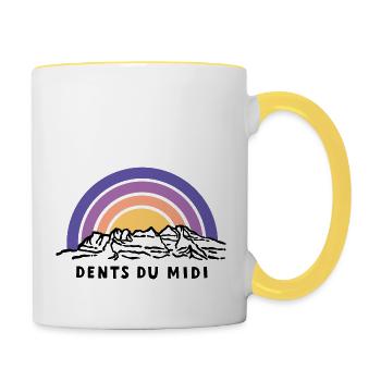 Dents du Midi Switzerland Mountain Valais Valais Souvenir - Contrasting Mug - white/yellow - Right