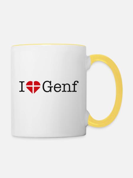 I love Genf - Tasse zweifarbig - Weiß/Gelb