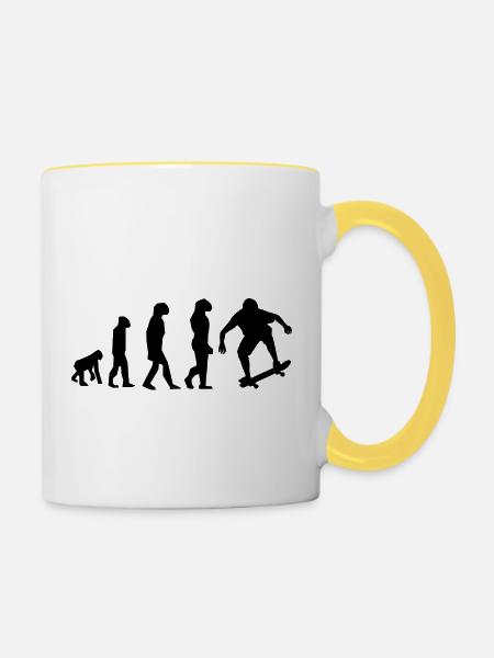 Skate-Evolution - Tasse zweifarbig - Weiß/Gelb