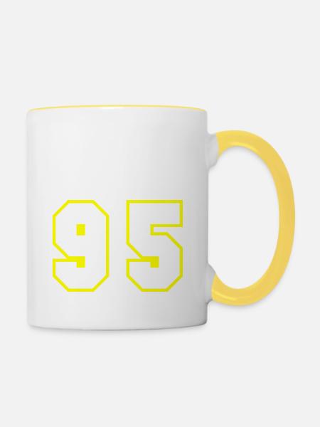 95 Zahl Symbol - Tasse zweifarbig - Weiß/Gelb