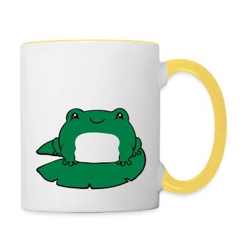 Frosch auf Seerose - Tasse zweifarbig - Weiß/Gelb - Rechts