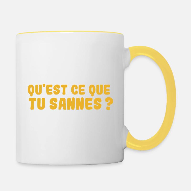 QU'EST CE QUE TU SANNES ? Expression Aveyron - Mug contrasté - blanc/jaune