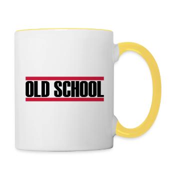 Logo de la vieille école - Mug contrasté - blanc/jaune - Droite