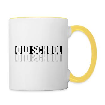 Gespiegelt Old School - Tasse zweifarbig - Weiß/Gelb - Rechts