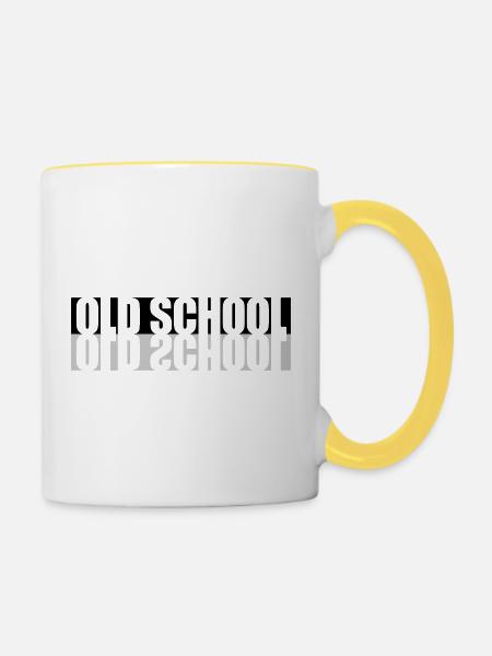 Gespiegelt Old School - Tasse zweifarbig - Weiß/Gelb