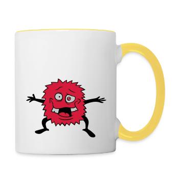 Bienvenue monstre drôle - Mug contrasté - blanc/jaune - Droite