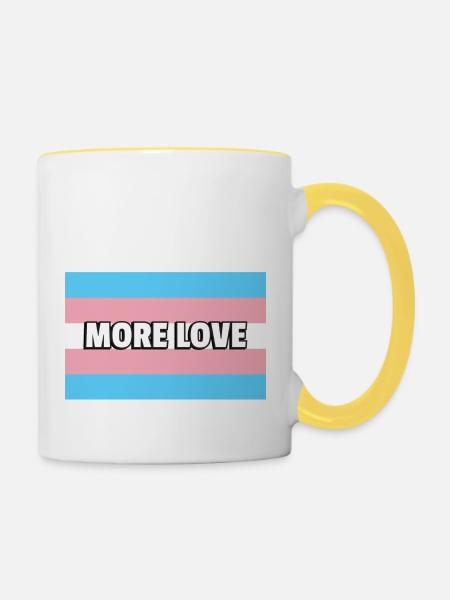 Trans Pride MEHR LIEBE - Tasse zweifarbig - Weiß/Gelb