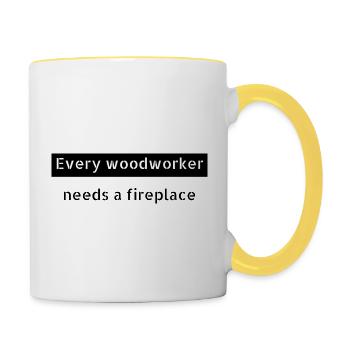 carpenter plumber badge john carpenter tshirts - Tasse zweifarbig - Weiß/Gelb - Rechts