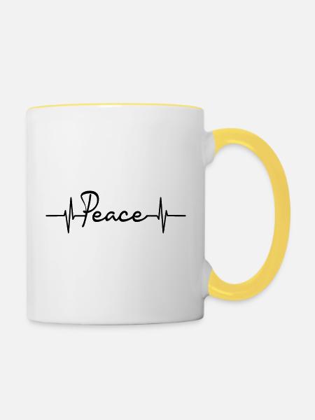 Peace - Tasse zweifarbig - Weiß/Gelb