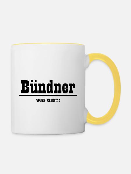 bündner was sust - Tasse zweifarbig - Weiß/Gelb