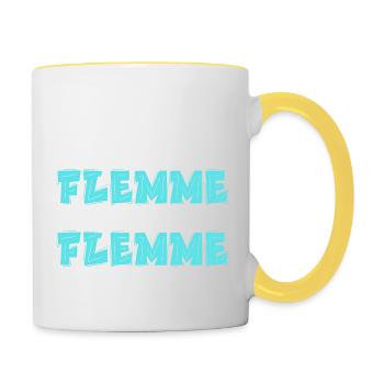 flemme un jour flemme toujours - Mug contrasté - blanc/jaune - Droite