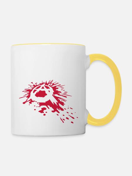 Spritzer Blut Anarchie Symbol - Tasse zweifarbig - Weiß/Gelb
