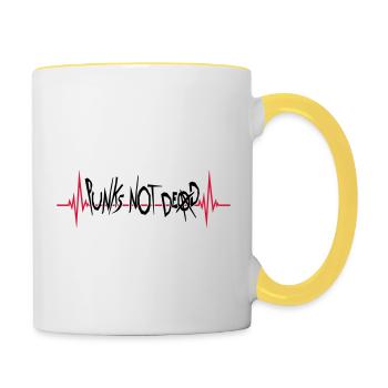 punks not dead quote - Contrasting Mug - white/yellow - Right